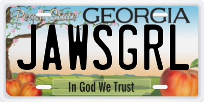 GA license plate JAWSGRL