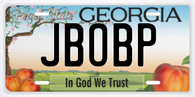 GA license plate JBOBP