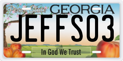 GA license plate JEFFS03