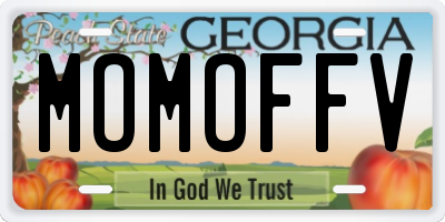 GA license plate MOMOFFV