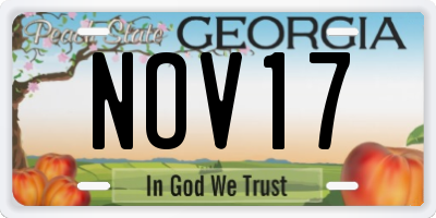GA license plate NOV17