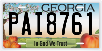 GA license plate PAI8761