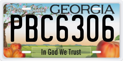 GA license plate PBC6306