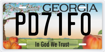 GA license plate PD71F0