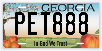 GA license plate PET888