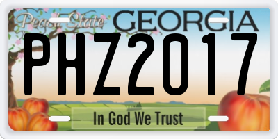 GA license plate PHZ2017