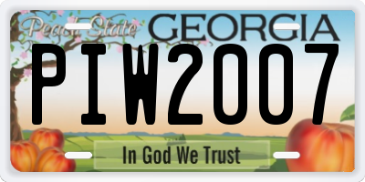 GA license plate PIW2007