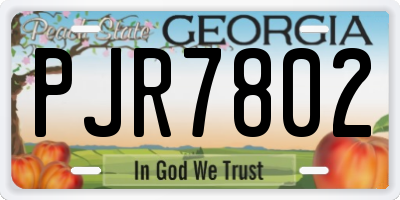GA license plate PJR7802