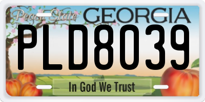 GA license plate PLD8039