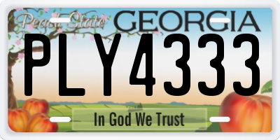 GA license plate PLY4333