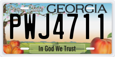 GA license plate PWJ4711