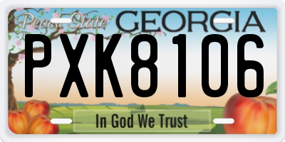 GA license plate PXK8106