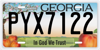 GA license plate PYX7122