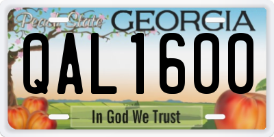 GA license plate QAL1600