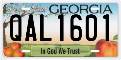 GA license plate QAL1601