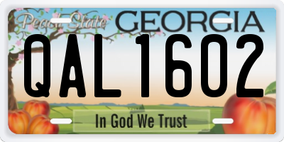 GA license plate QAL1602