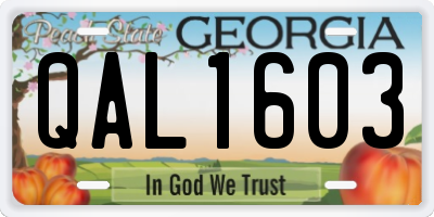 GA license plate QAL1603