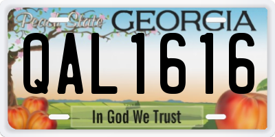 GA license plate QAL1616