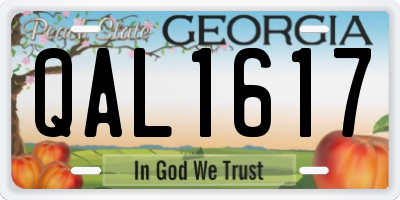 GA license plate QAL1617