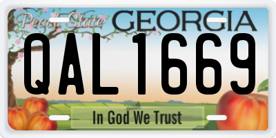 GA license plate QAL1669