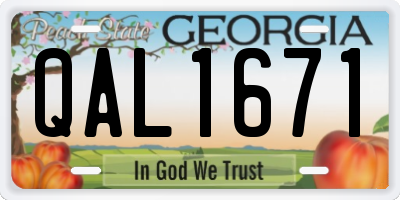 GA license plate QAL1671