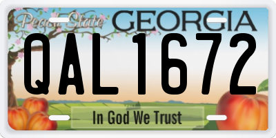 GA license plate QAL1672