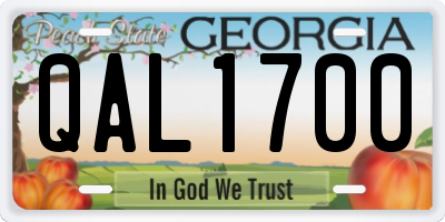 GA license plate QAL1700