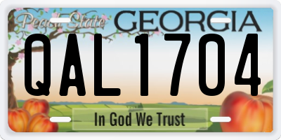 GA license plate QAL1704