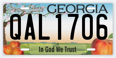GA license plate QAL1706