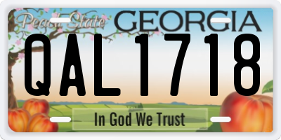 GA license plate QAL1718