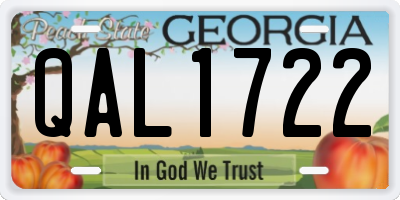 GA license plate QAL1722