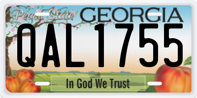 GA license plate QAL1755