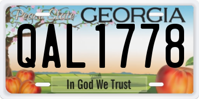 GA license plate QAL1778