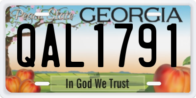 GA license plate QAL1791