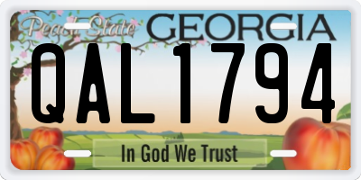GA license plate QAL1794