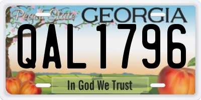 GA license plate QAL1796