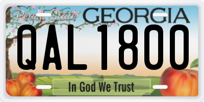 GA license plate QAL1800