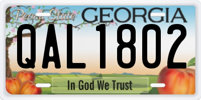 GA license plate QAL1802
