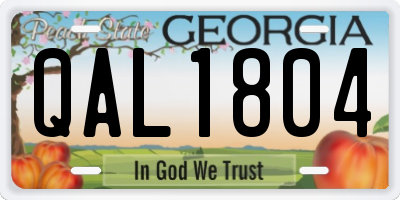 GA license plate QAL1804