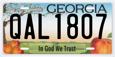 GA license plate QAL1807