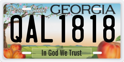 GA license plate QAL1818