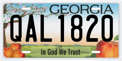 GA license plate QAL1820