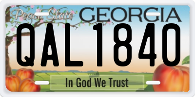 GA license plate QAL1840