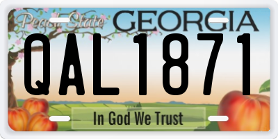 GA license plate QAL1871