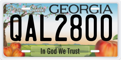 GA license plate QAL2800
