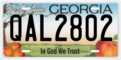GA license plate QAL2802