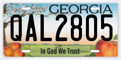 GA license plate QAL2805
