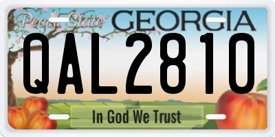 GA license plate QAL2810