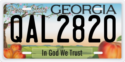 GA license plate QAL2820