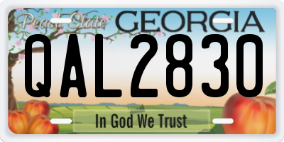 GA license plate QAL2830